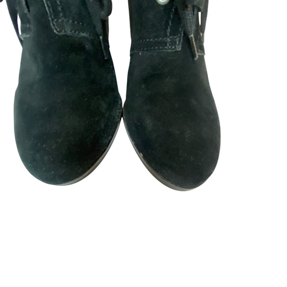 Lucky Brand Black Suede Swayze Wedge Ankle Lace Up Booties SZ 10 - Picture 4 of 14